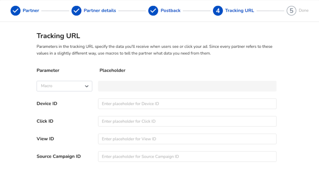 Connect a custom partner - justtrack